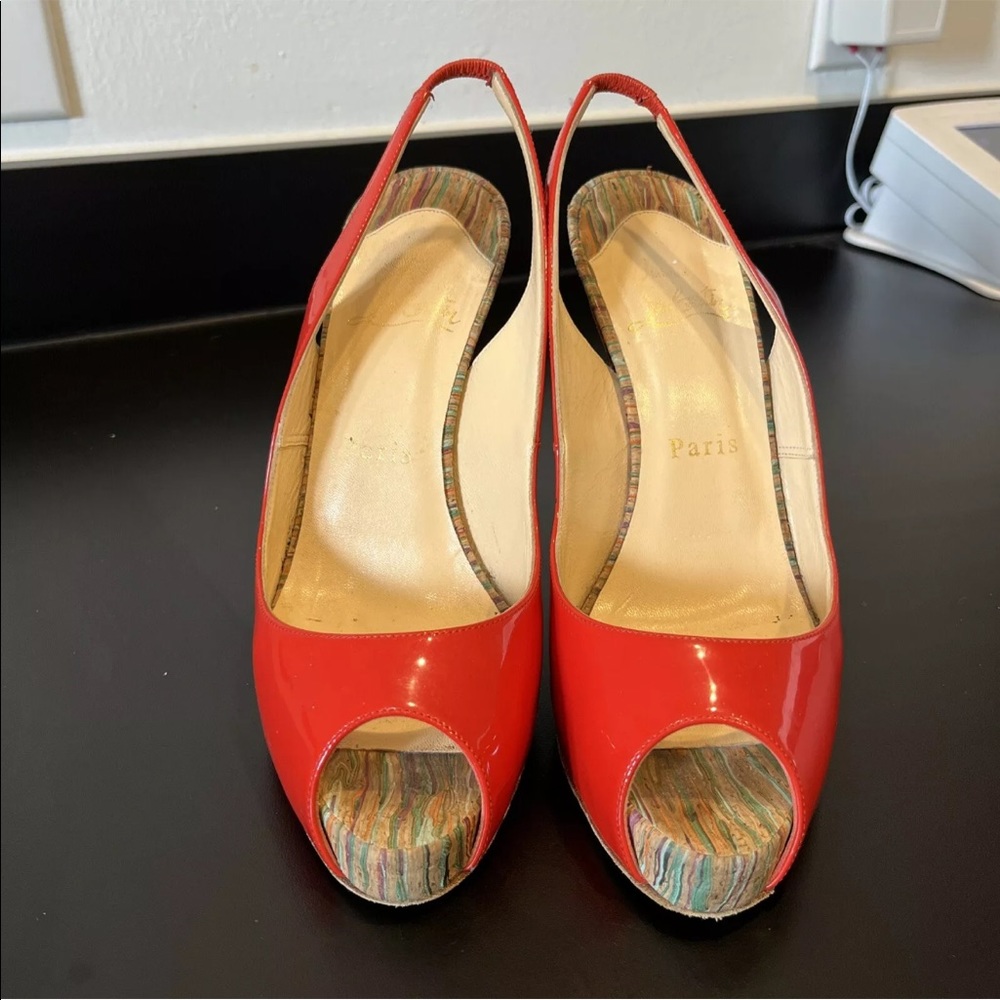 Christian Louboutin Red Patent Leather Heels Sz 37
